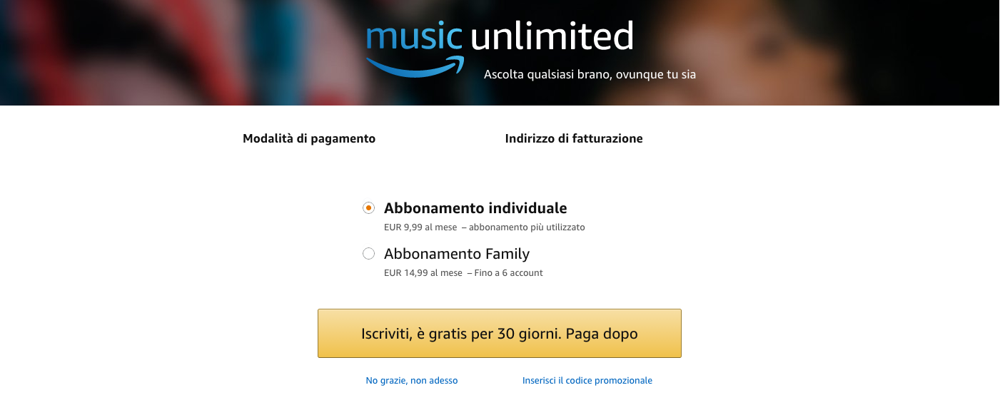 abbonamento music unlimited